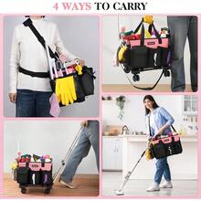 Rolling Cleaning Caddy Cleaning Plies Organizer With Trolley Wearable Cleaning Tote Bag On Wheels With Hard Bottom Cleaning Carts For Housekeepers/Home/Car/Office/Picnic Pink - Pink - View 6