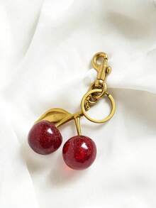1pc Cherry Pendant, New Big Cherry Shape Crystal Pendant Key Chain, Sparkling Cherry Keyring Charm With Clip, Shiny Resin And Metal Materials, For Women Wallet And Bag Car Accessories Bag Charm School Cute Goth Y2k - 1 cái - Xem 6