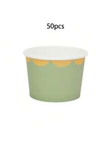 10pcs/20pcs/50pcs Sage Green Snack Cups Green And Golden Scalloped Edge Yogurt Snack Paper Bowls Dessert Food Treat Paper Bowls For Wedding Bridal Shower Babe Shower Birthday Party Supplies Favors