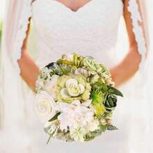 Artificial White Green Dahlias Combo Box Set, Silk Flower For DIY Wedding Bouquets Centerpieces Arrangements Baby Shower Party Home Decorations - 白綠色 - 查看 4