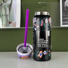 OWALAFreeSip   32oz Insulated Stainless Steel Water Bottle With Straw For Sports, Travel, And School Sports Water Bottle - Midnight Garden-32oz - 查看 4