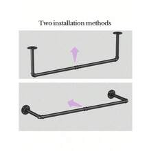 Perchero De Pared Estante De Metal Para Ropa Multiusos,Perchero de Pared para colgar Ropa, Percha Industrial, Ahorro de Espacio,  Fácil Montaje, para Espacios Reducidos, - Negro - Ver 4