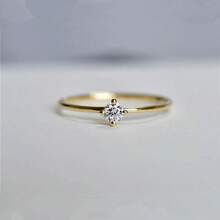 1 pieza Anillo de diseño de piedra redonda minimalista de plata de ley 925, con circonita cúbica brillante, joyería elegante y de alta calidad para mujeres, adecuado para bodas y compromisos