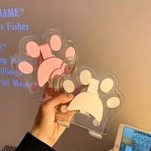 可爱猫爪亚克力平板电脑支架，360°旋转可调节便携可折叠桌面配件，通用平板电脑和智能手机支架，耐用透明亚克力材质，带防滑垫，趣味宠物主题设计，适合家庭办公室使用，轻巧节省空间，稳固防滑，适用于4-13英寸设备 - 彩色 - 查看 8