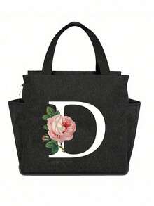 Hộp cơm trưa cách nhiệt hai ngăn màu đen, in họa tiết hoa hồng khô chữ cái A-Z, túi giữ nhiệt dung tích lớn cho học sinh, túi du lịch dã ngoại đa năng, hộp đựng cơm trưa văn phòng trường học, hộp đựng cơm trưa công sở, hộp cơm trưa cắm trại trường học unisex, vật dụng thiết yếu hàng ngày, quà tặng ngày lễ hoàn hảo, quà tặng ngày Nhà giáo, túi cơm trưa giữ nhiệt chống thấm nước dành cho nữ khi đi du lịch. - màu đen - Xem 12