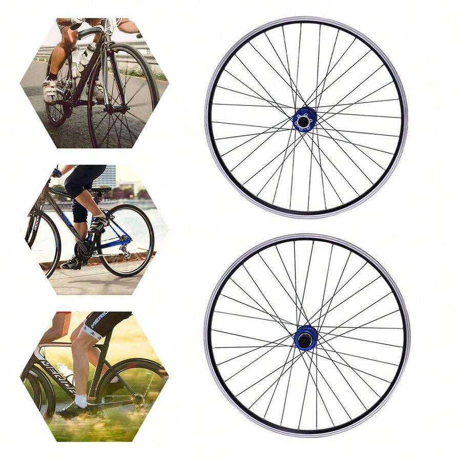 YUNRUX 27.5-Inch Mountain Bike Wheelset Front Rear Blue Aluminum Alloy Rim Disc Brake - A - 查看 1
