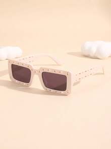 1副儿童PC奶酪孔框小方框可爱时尚派对眼镜，适合搭配时尚服饰，优雅百搭，适合派对、家庭聚会等场合。 - 彩色 - 查看 5