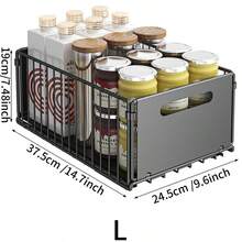 1 pezzo di organizer sottolavello con design estraibile e pellicola adesiva - Robusto ripiano portaoggetti in metallo, organizer salvaspazio per lavello per cucina, bagno, dispensa - Facile installazione, senza attrezzi richiesti, moderna finitura nera, organizer per lavello da cucina, contenitore per bagno, elegante aspetto metallizzato, montaggio senza attrezzi, ripiani estraibili