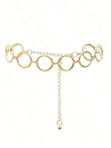 1pc Personality Geometric Circle Single Layer Body Chain, Simple Punk Metal Waist Chain Women - Kaneko - Xem 2