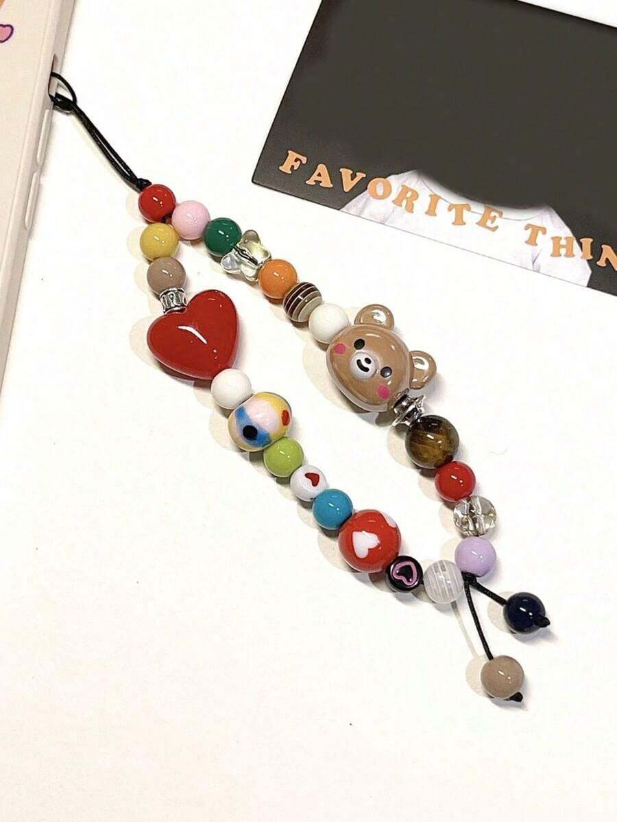 1 pieza Accesorio colgante de teléfono estilo coreano, lindo encanto, accesorio universal, cuerda colgante de teléfono linda, joyería para niñas - Arco de plata - Ver 1