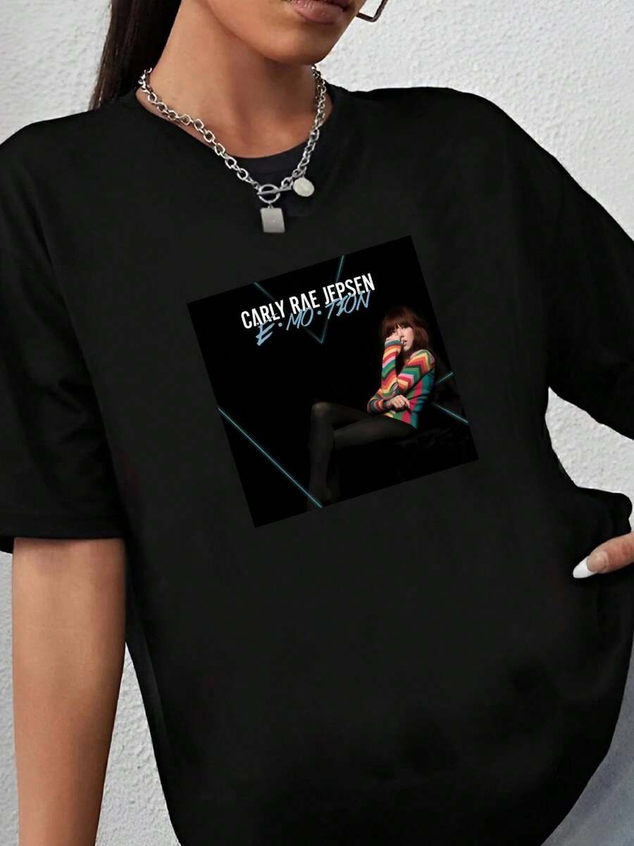 180g pure Cotton New Carly Rae Jepsen Emotion For Fans S 5XL T Shirt LM01_259 Slightly graphic women Summer streetwear Versatile designer clothes Comfortable Stretched Print Round Neck Short Sleeve Breathable Women Top Graphic Tees Casual T-Shirt For Women Casual Soft - Blanco - Ver 1