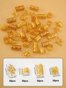 120/80/40件金色发圈套装，街头风，派对，编发饰品，女士发夹，编发装饰，万圣节，哥特，Y2K，秋季小妖精派对发夹，小妖精派对发夹，节日派对装扮发饰，金色金属光泽，礼物，旅行，女士礼物，发饰，圣诞袜填充物