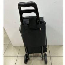 Large Waterproof Oxford Grocery Shopping Cart Bag, Foldable Hand Trolley - Red and White - View 2