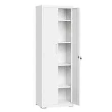 Filing Cabinet Multipurpose Cabinet Storage Cabinet 5 Tier 40x60x180cm Double Doors Lock Tool Adjustable Shelves Garage Office Living Room - Mattweiß - Übersicht 2
