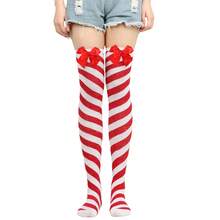 2 pièces/set Chaussettes hautes de Noël à nœud rayé, motif rayé diagonal rouge et blanc bonbon, vert et blanc. Costume de Noël, convient pour les fêtes et les représentations