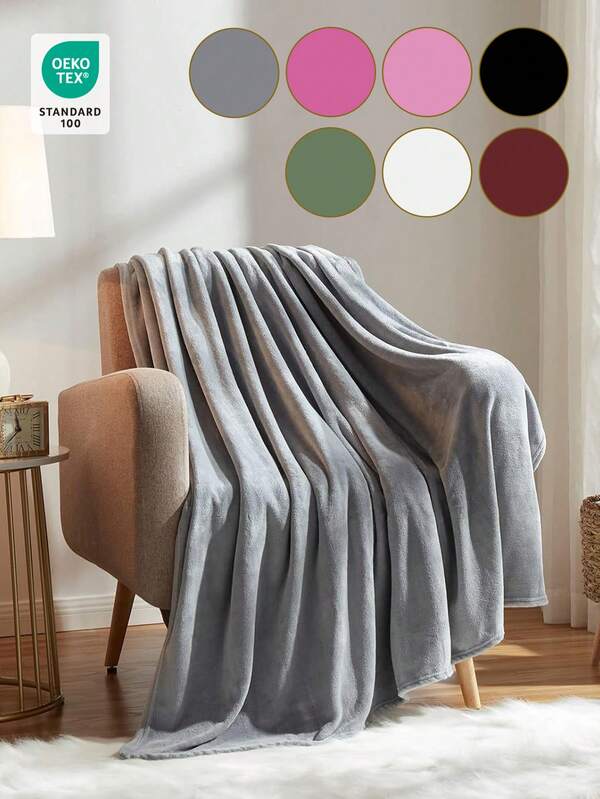 1pc Flannel Solid - Color Blanket - The First Choice For Room Decoration, Super Soft, Lightweight, Blanket For Winter, Multiple Colors Available, Perfect For Home, A Daily, Birthday Gift For Friends, Family, Yourself, Cozy And Warm Blanket