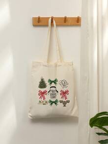 1 Pc Christmas Dress Up Pattern Tote Bag Shoulder Bag For Travel Daily Commute Women's Shopping Bag, Best Gift For Her,  Folding Shoulder Bag Summer Beach Holiday Bag, Travel Gift For Man Woman