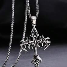 Vintage Flame Cross Pendant Necklace For Men And Women - Gothic Choker Jewelry With Long Chain