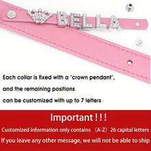 Personalized Dog Collar - Custom Name/Text, Faux Leather Pet ID With Heart And, Adjustable Metal, Suitable Small, Medium, Large Dogs - Birthday, Anniversary, Housewarming, Suitable Puppies Or Adult Dogs - Available In Pink And Red - Hot Pink - View 2