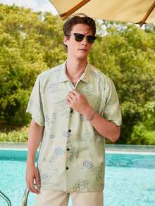 Men's Silk Hawaiian Floral Shirts Short Sleeve Button Down Casual Tropical Holiday Beach Shirtshalloween - Màu xám đen - Xem 4
