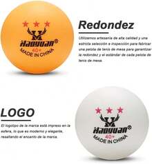 Set de Pelotas de Pong, 60 Pelotas de Pong de Tres Estrellas 40 mm, Alto Rendimiento Y Tecnología en Rebote Óptimo, para el Entrenamiento de la Competencia Entretenimiento - Blanco - Ver 9