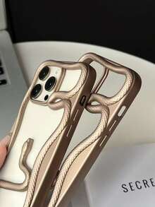 创意镂空蛇纹磨砂电镀保护壳 适用于 16 Pro Max/ 16 Pro/ 16，蛇年新款 15，透气设计 适用于 14/13/12/11，情侣软壳 适用于 17 Pro Max/ 17 Pro/ 17 - 金色 - 查看 7