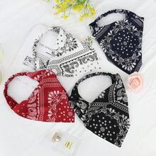 Europäischer und amerikanischer neuer Damenkopftuch mit Cashewblume Dreieck Stirnband, unisex Chiffon Hip-Hop vielseitig elastisches Kopftuch, 1 Stück elegantes Haaraccessoire warme Haarbänder Damen Bandanas