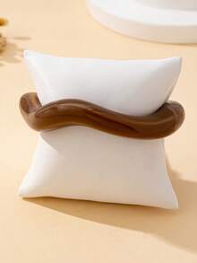 1 pieza Pulsera de mujer, pulsera asimétrica abierta de resina de moda, adecuada para uso diario y vacaciones - Marrón - Ver 3