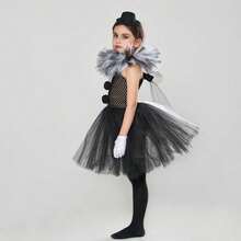 Costume da clown horror per bambini, vestito da ragazza per Halloween, costume da clown per giochi di ruolo, gonna da balletto (3-12 anni)