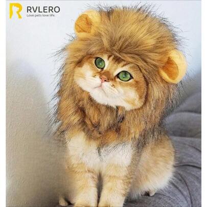 iDestry Lion Mane Wig For Dog Cat Costume Pet Washable Comfortable Fancy Lion Hair Cat Clothes Dress For Halloween Easter Festival Party