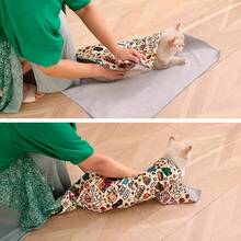 宠物猫美容包巾，卡通可爱设计 - 宠物保护罩，用于喂食、防抓、防逃跑，柔软、舒适、易于清洁，适用于美容、耳朵清洁、指甲修剪和储存、清洁宠物毛巾 - 白猫蓝眼睛在舒适的环境中休息，猫美容布，有趣的设计，柔软的面料，多用途，无需电池 - 彩色 - 查看 6