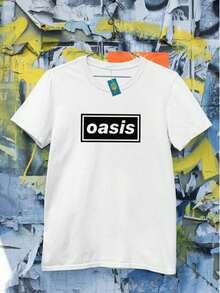 Men's T-Shirt 100% Cotton Oasis Rock Band 90s Show Music T-Shirt Unisex - 白色 - 查看 1