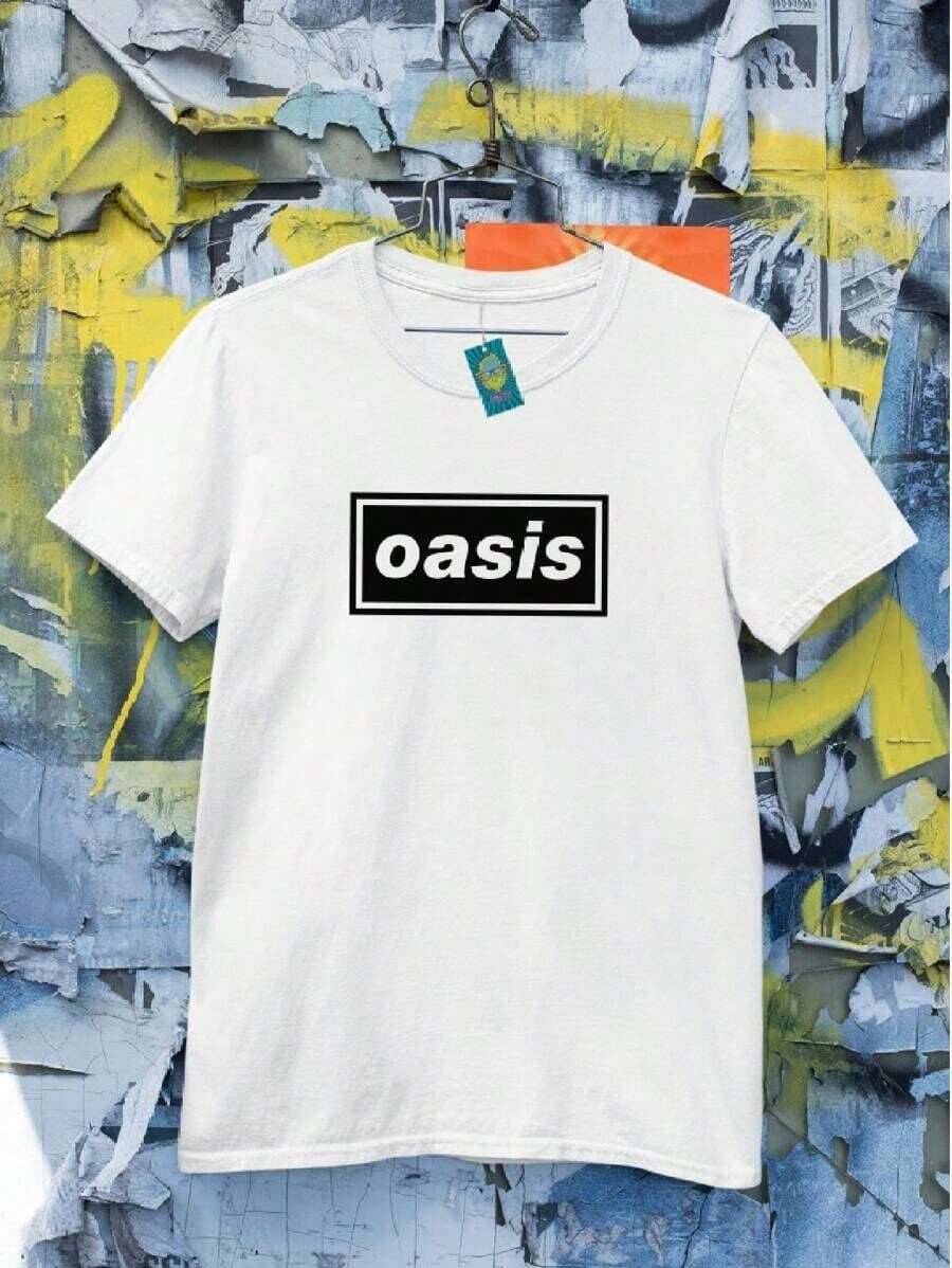 Men's T-Shirt 100% Cotton Oasis Rock Band 90s Show Music T-Shirt Unisex - 白色 - 查看 1