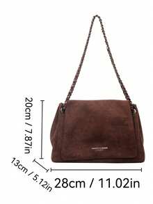 1 szt. Jesienno-zimowa torebka na ramię w kolorze brązowym w stylu vintage, z łańcuszkiem, modna faktura, damska, uniwersalna, codzienna torebka typu crossbody, odpowiednia na codzienne dojazdy do pracy, randki, prezent - Kawowy brązowy - Zobacz 7