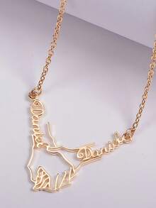 1pc Personalized Name Pendant Necklace, Personalized 18k Gold Plated 304 Stainless Steel Pendant Hand-Held Customizable With 2 English Name Necklaces, Unique Personalized Gifts Suitable For Family Lovers Friends Festival - Multicolor - View 4