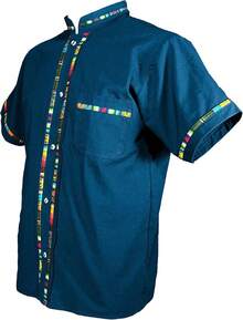 Men's Short Sleeve Mexican Guayabera Shirts Made In Mexico, Multiple Colorshalloween - 深綠松石色 - 查看 3