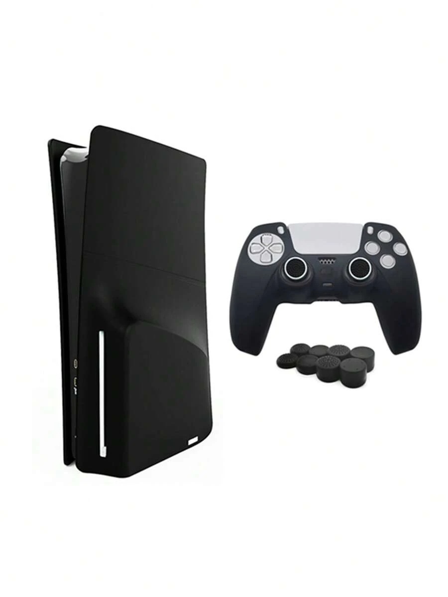 2pcs PlayStation5 Slim Disc Edition Console Silicone Protective Case + 1pc Controller Protective Cover + 10pcs Controller Joystick Cap Set, Dust-Proof, Scratch-Resistant, Waterproof, Skin-Friendly Soft Silicone, Easy To Install And Store, Enhance Gaming Experience - Multicolor - View 1