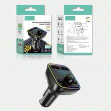Transmisor para Auto con Pantalla LED FM Bluetooth 2 Puertos USB y Reproducción MP3 Compatible con Tarjeta TF Transmisor Bluetooth para Coche con LED RGB - Negro - View 7
