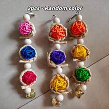 3pcs Natural Hand-Made Rattan Ball String Bird Toy Parrot Toy Suitable For Birds To Relax From High Grinding Toy Basaltic Turtle Turtle Spring And Summer Attraction Toy Bird Cage Decoration Clean Bird Teeth Can Be Easy To Install DIY Bird Toy Long-Term Use Color Random