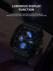 1 件 SMAEL 男士时尚桶形表盘电子表，双显示 LED 背光闹钟计时码表多功能户外运动手表 - 電子手錶 - 查看 3