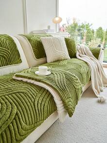 1 件毛绒天鹅绒提花沙发垫防滑宠物友好型座垫，冬季版加厚保暖沙发套，适用于 1-4 人座沙发装饰保护套，可机洗 - 彩色 - 查看 13