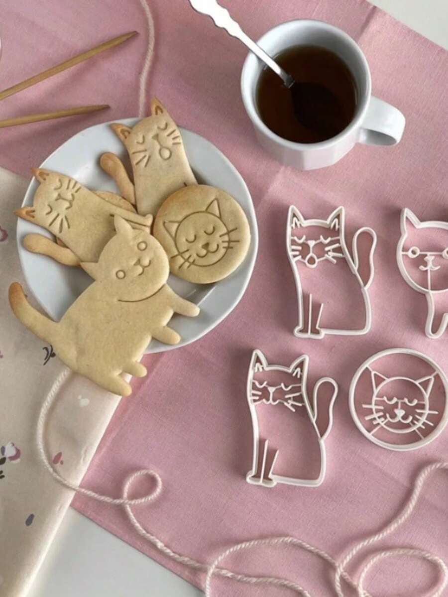 Khuôn làm bánh quy ép 3D hình mèo dễ thương dùng trong gia đình, khuôn cắt bánh quy fondant hình mèo, dụng cụ trang trí món tráng miệng - khuôn mèo - Xem 1