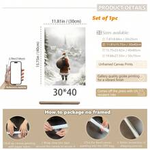 1 件，帆布墙画，带框墙面装饰，复古圣诞老人和圣诞树艺术品，非常适合客厅、卧室或入口处的节日墙面装饰，节日礼物创意，冬季装饰，圣诞节家居装饰，圣诞节