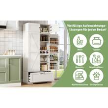 Freestanding Kitchen Storage Cabinet Measuring 80*40*180cm With Adjustable Shelves, Drawers, Bottle Rack, And Drawers With Adjustable Shelves. Suitable For Dining Rooms And Living Areas. Industrial Style. - 1 - 查看 4