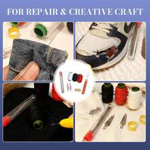 大眼钢缝纫针套装 | 手缝针套装 | 锋利防锈钢绣花针，适用于刺绣十字绣、纱线、挂毯和织物修补 - 彩色 - 查看 2