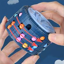 3D圆柱形立方体玩具魔豆旋转滑块游戏（红色、蓝色、黑色），万圣节、圣诞节礼物、感恩节礼物 - 彩色 - 查看 4