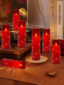 Nến LED không ngọn lửa 1 Nến không ngọn lửa nhấp nháy cho không gian lãng mạn và trang trí nhà Vỏ acrylic ổn định, có dây sao nhúng, Nến chạy bằng pin - Không bao gồm pin (Màu đỏ) - Đỏ - Xem 4