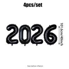 4pcs/Set 40-Inch 2026 Foil Number Balloons, Available In Multiple Colors, Suitable For New Year Decoration, 2026 New Year Decoration, 2026 New Year's Eve Party Supplies, Holiday Decoration - Multicolor - View 14