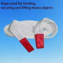 Heavy Duty Lifting And Trailer Rope - High Strength Synthetic Rope, Folding Design, Lightweight And Compact For Construction, Auto Rescue, Woodworking - Red And White Coding For Increased Visibility And Safety, Reinforced Stitches, Reliable Performance, Versatile Rope, Emergency Response Tool