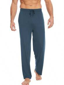 Mens Pajama Pants - Viscose Made From Bamboo, Soft Sleep Pants Comfy Drawstring Lounge Bottom With Pockets Sweatpantshalloween - Grayish Green - View 2